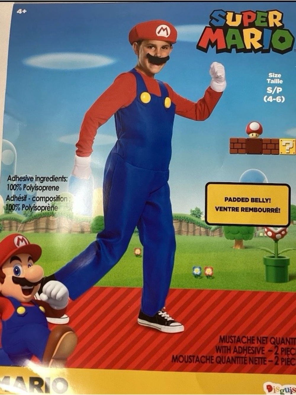 Nintendo Super Mario Blue & Red Kids Costume with Yellow Buttons